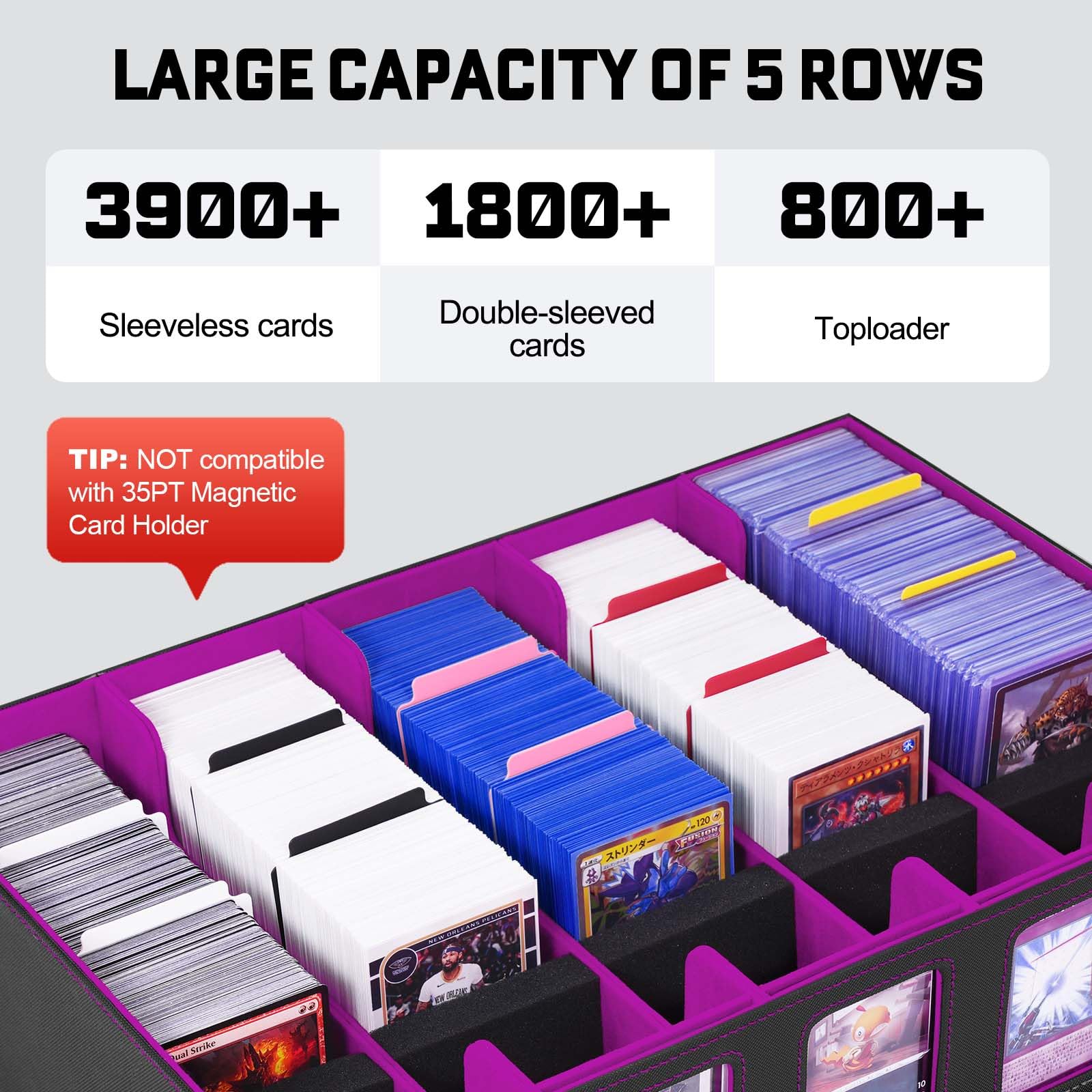 Amazon.com: ZLCA Trading Card Storage Box 5-Row with Handle, MTG