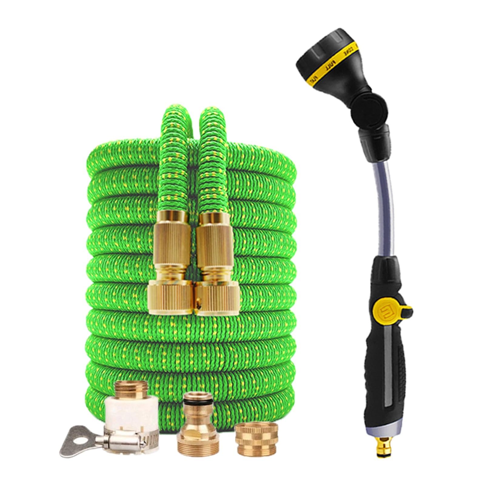 Pistola pulverizadora con manguera Boquilla, Manguera de agua jardín expandible con rociador giratorio y alta presión, sin torceduras, 17-125 pies(Hose Set 06,17FT)