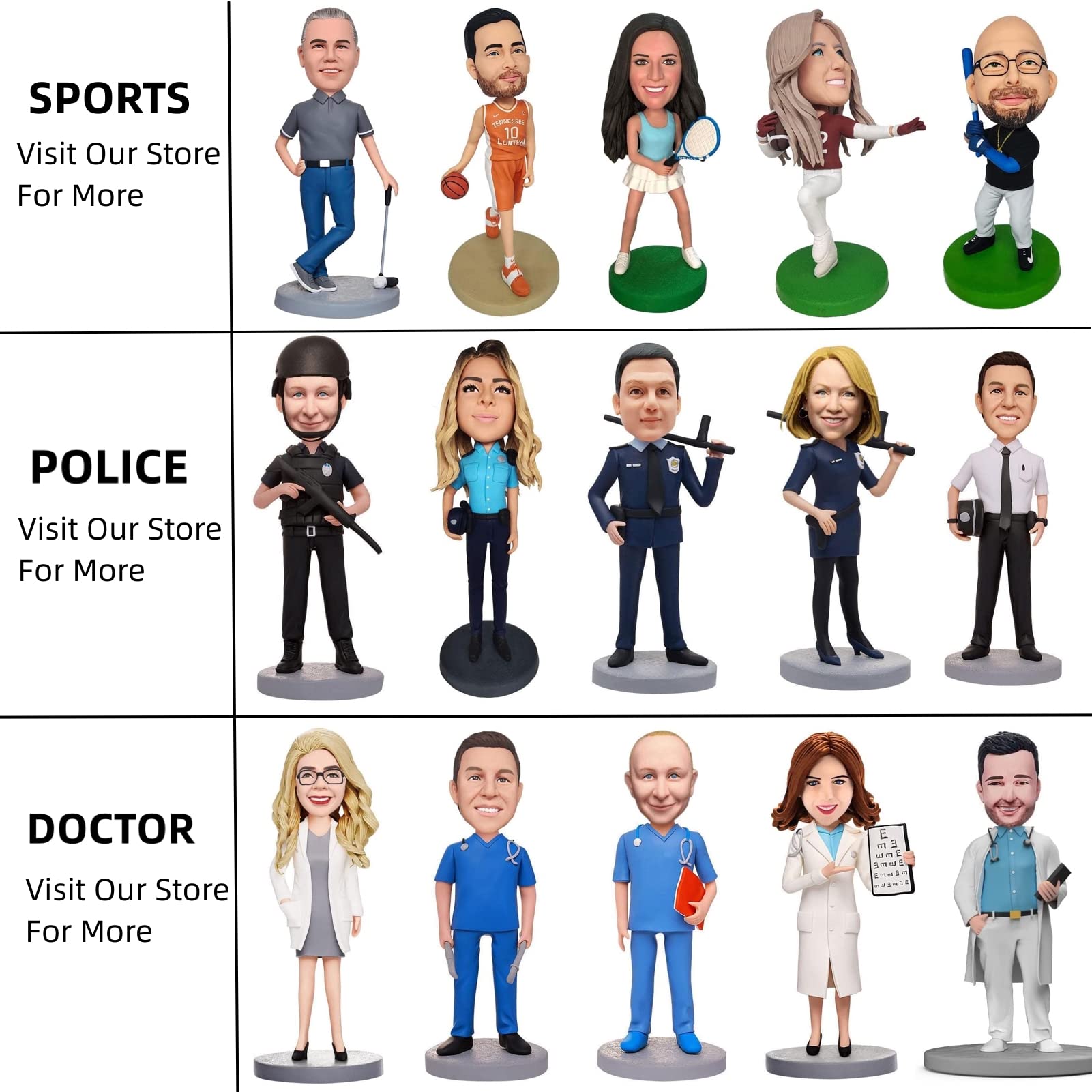 Statuetta personalizzata con bobbleheads per bambole personalizzate, regalo di compleanno per fratelli, figure a testa di bobble con cruscotto auto personalizzato