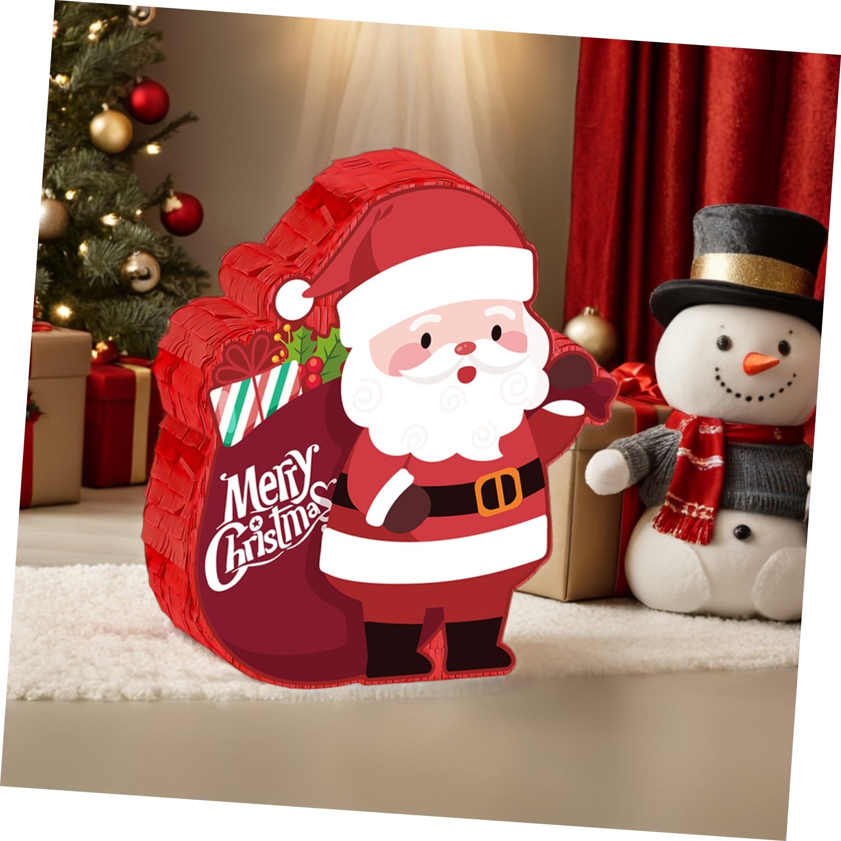 Cabilock Piñata de Navidad Roja Piñata de Papá Noel Mexicanas para Decoración de Fiesta Familiar Navideña Fiesta Navideña de Oficina