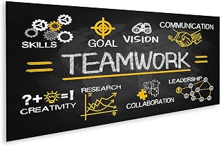 islandburner Bild auf Leinwand Teamwork Konzept Chart Business Elements Hand Drawn Blackboard Bilder Wandbilder Poster