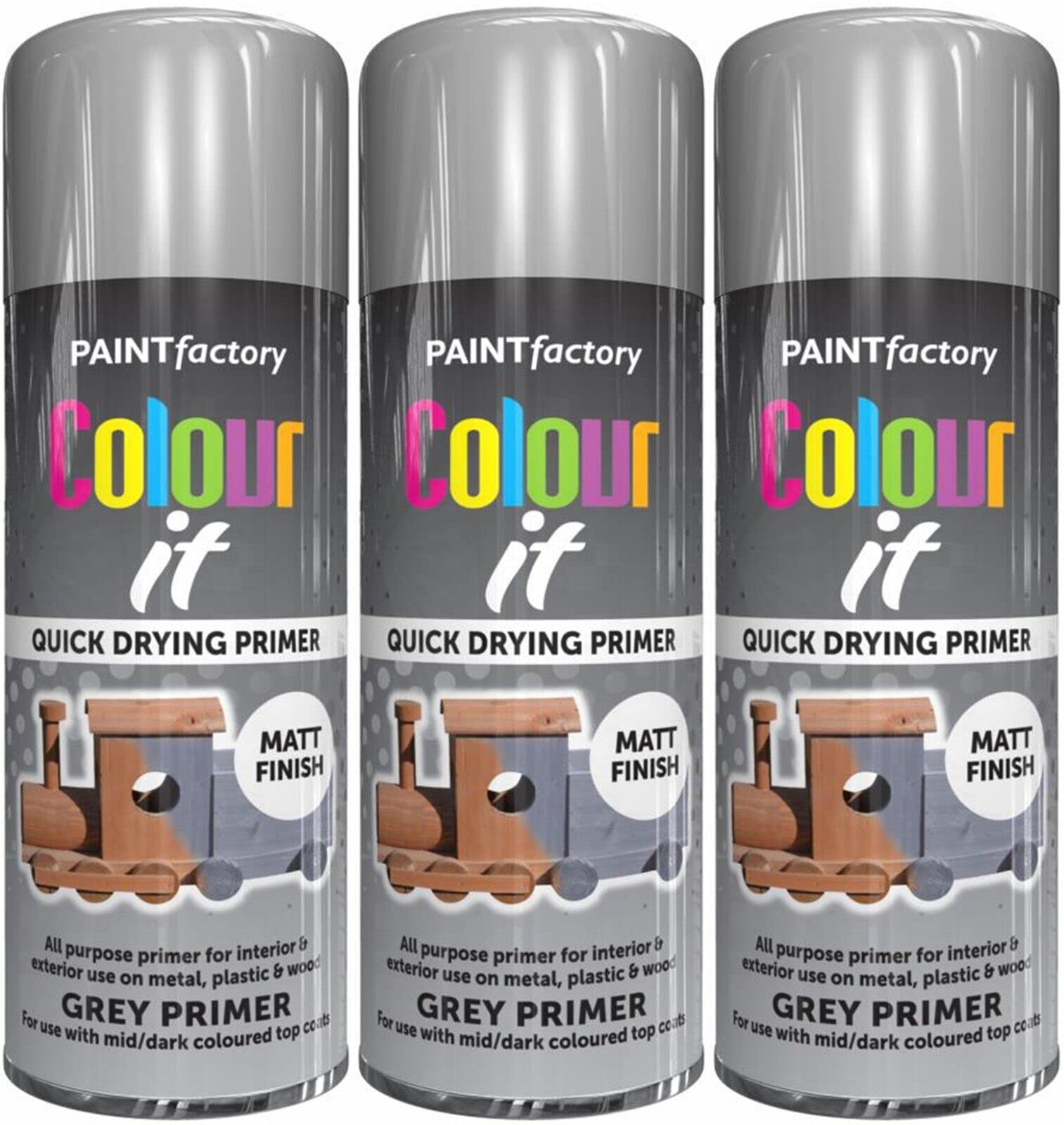 AHS Grey Primer Spray Paint 400ML - Professional Multipurpose Aerosol Can - Interior & Exterior Body Surface Use - Quick Drying & Long Lasting Paints - Matt Finish Primer Paint - 400ML (3)