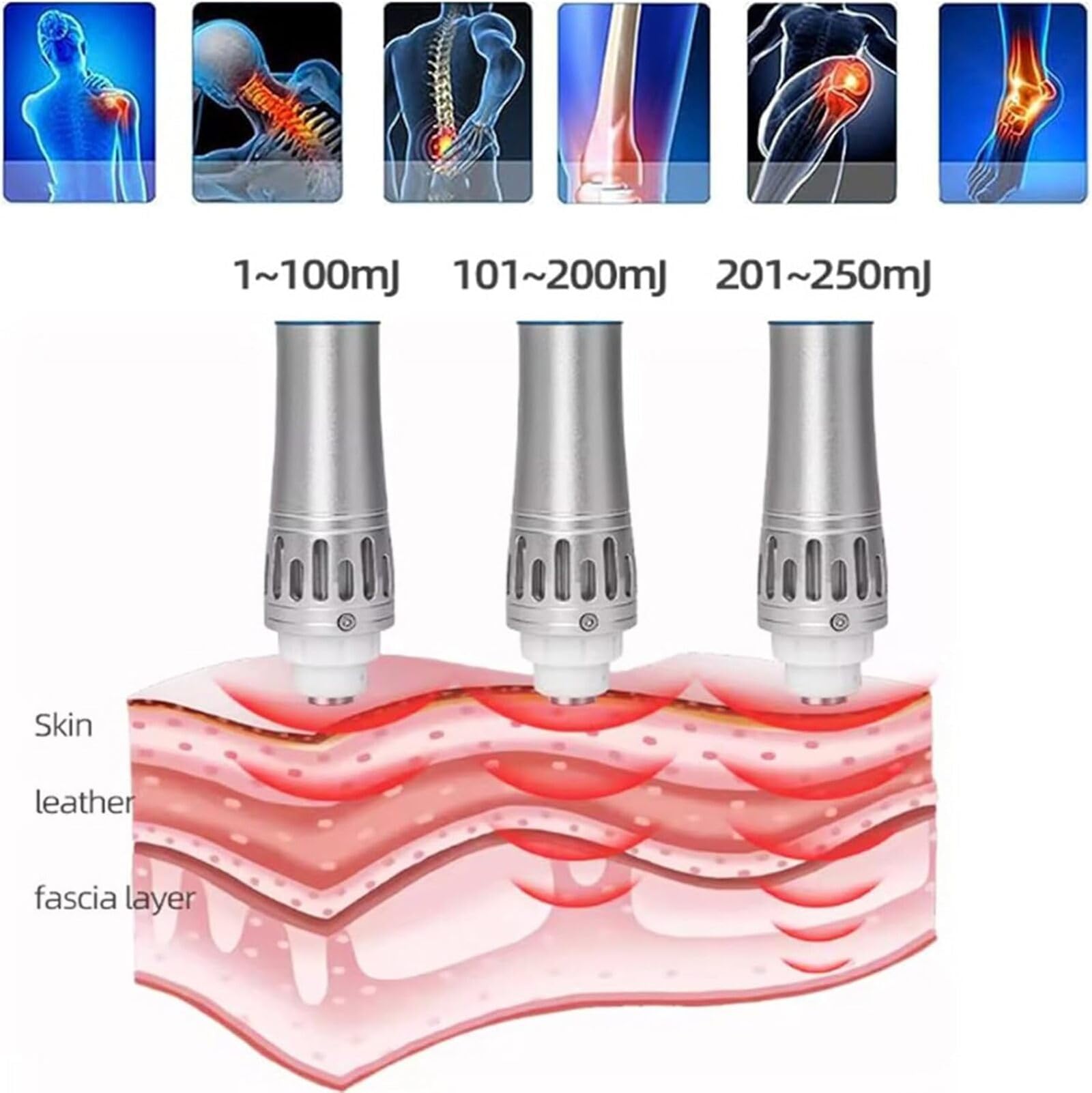 Instrumento de Fisioterapia de Ondas de Choque,Masajeador para aliviar el Dolor,dispositivo de terapia de ondas de choque extracorpórea muscular tejido profundo alivio crónico del dolor