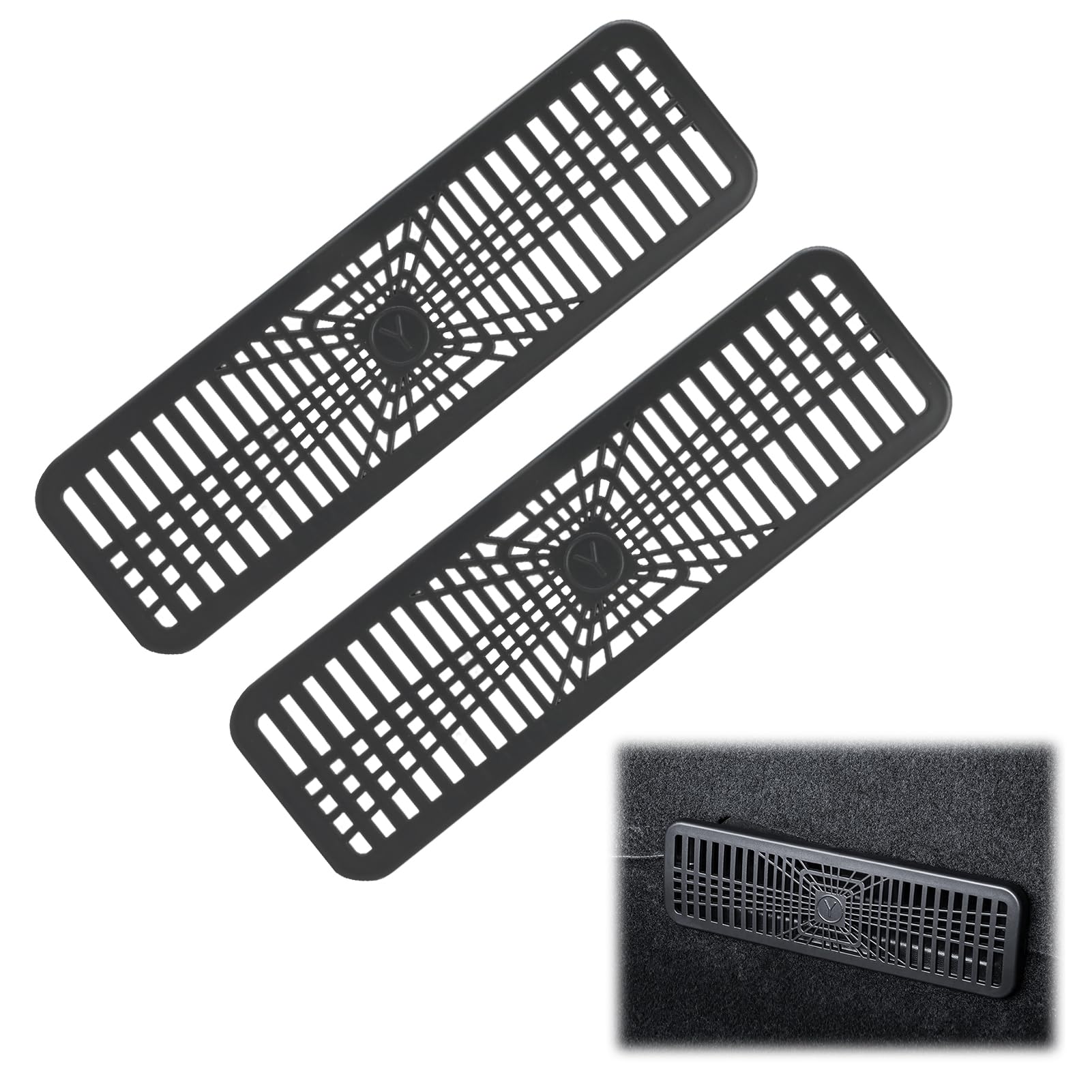 2 Stück Lüftungsgitter Abdeckung für Tesla Model Y 2025 2026 Air Vent Schutz für Klimaanlagen-Luftauslass unter Sitz, Luftauslassschutz Zubehör für Model Y, Rücksitz Klimaanlage Outlet Cover ABS