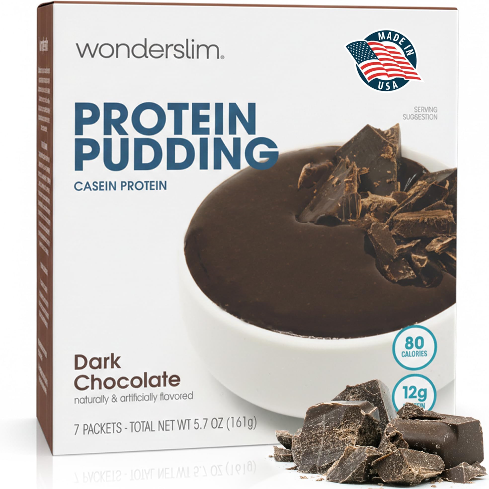 WonderSlim Protein Pudding, Dark Chocolate, Gluten Free, Low Carb (7ct)