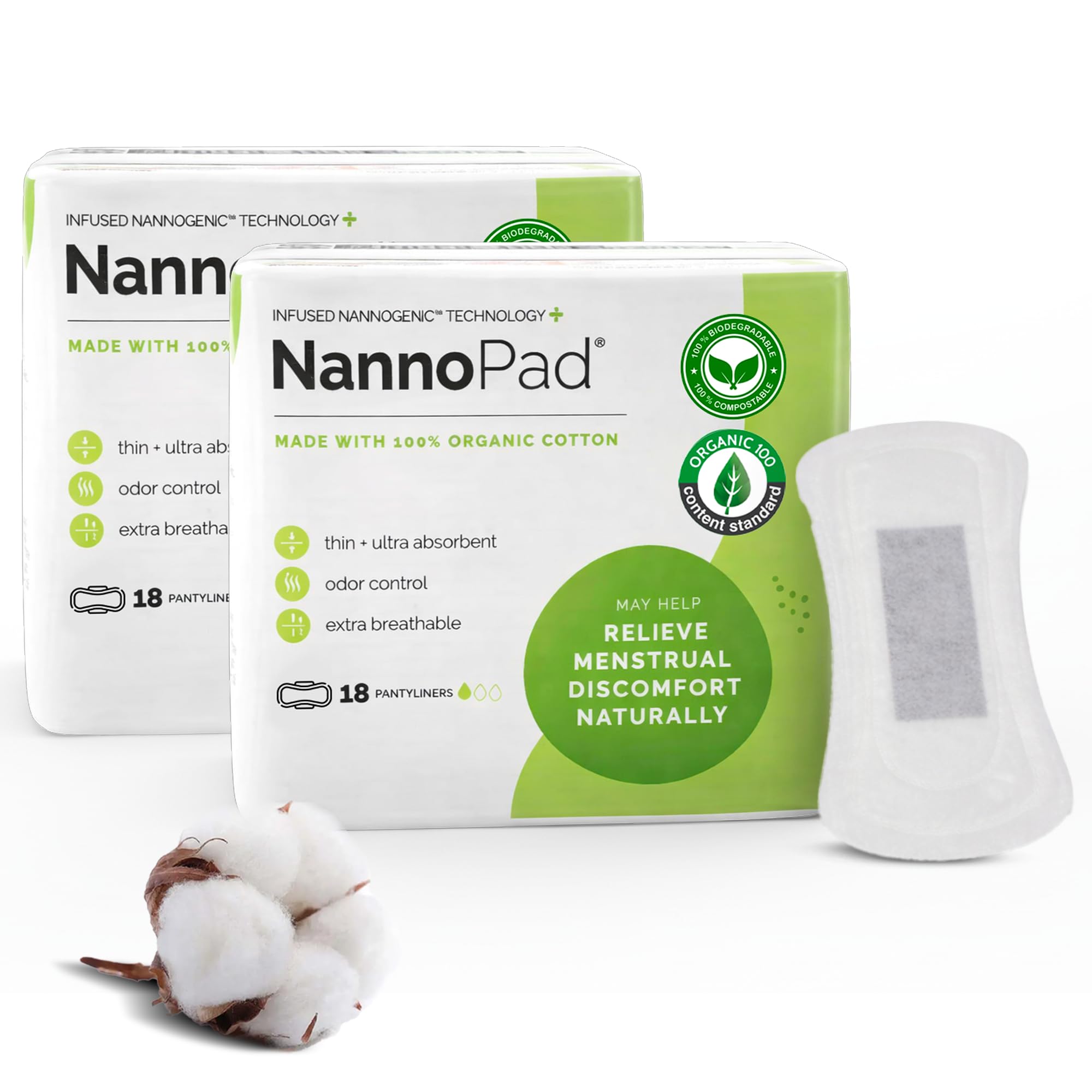 NannoPad Organic Panty Liners 2-Pack