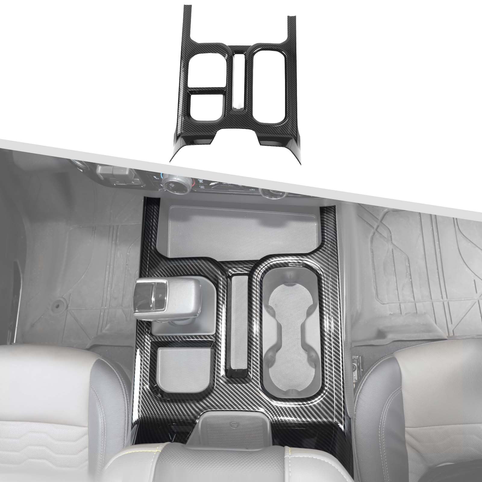 Jimen Compatible with Chevrolet Silverado 2022-2024, Center Console Gear Shift Panel Cover Trim (Carbon Fiber)