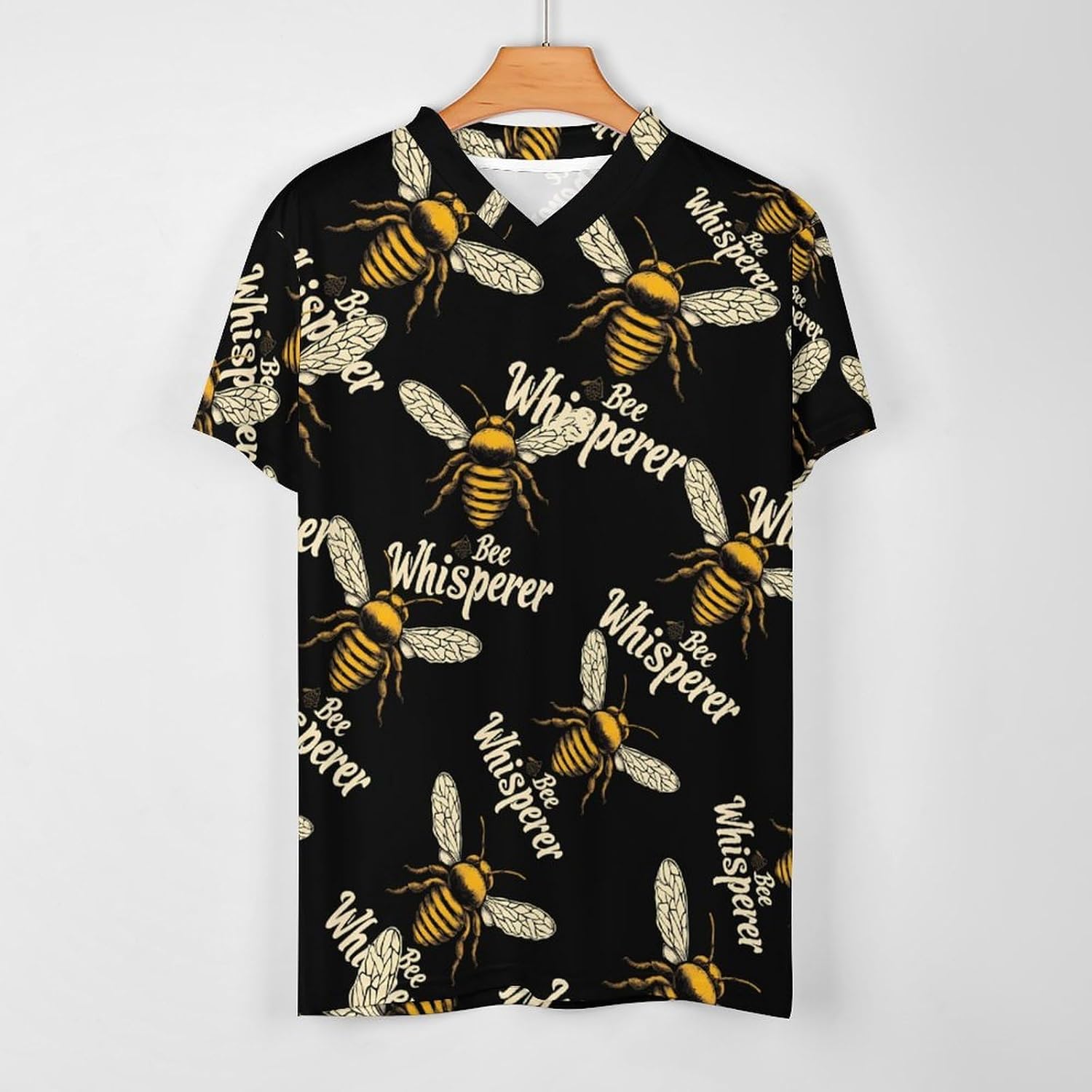 Bee Whisperer Men's Running Shirts V Neck Short Sleeve T Shirt Football Jersey Sport Tops 6X-Large