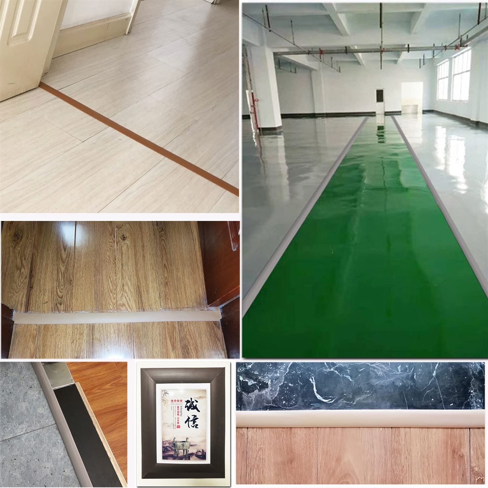 1m Perfil transición Autoadhesivo riel - Perfil de unión para Suelos - Perfil Suelo Laminado - Perfil Piso Plano - baldosas - parquet, Tira de Puerta de transición de PVC