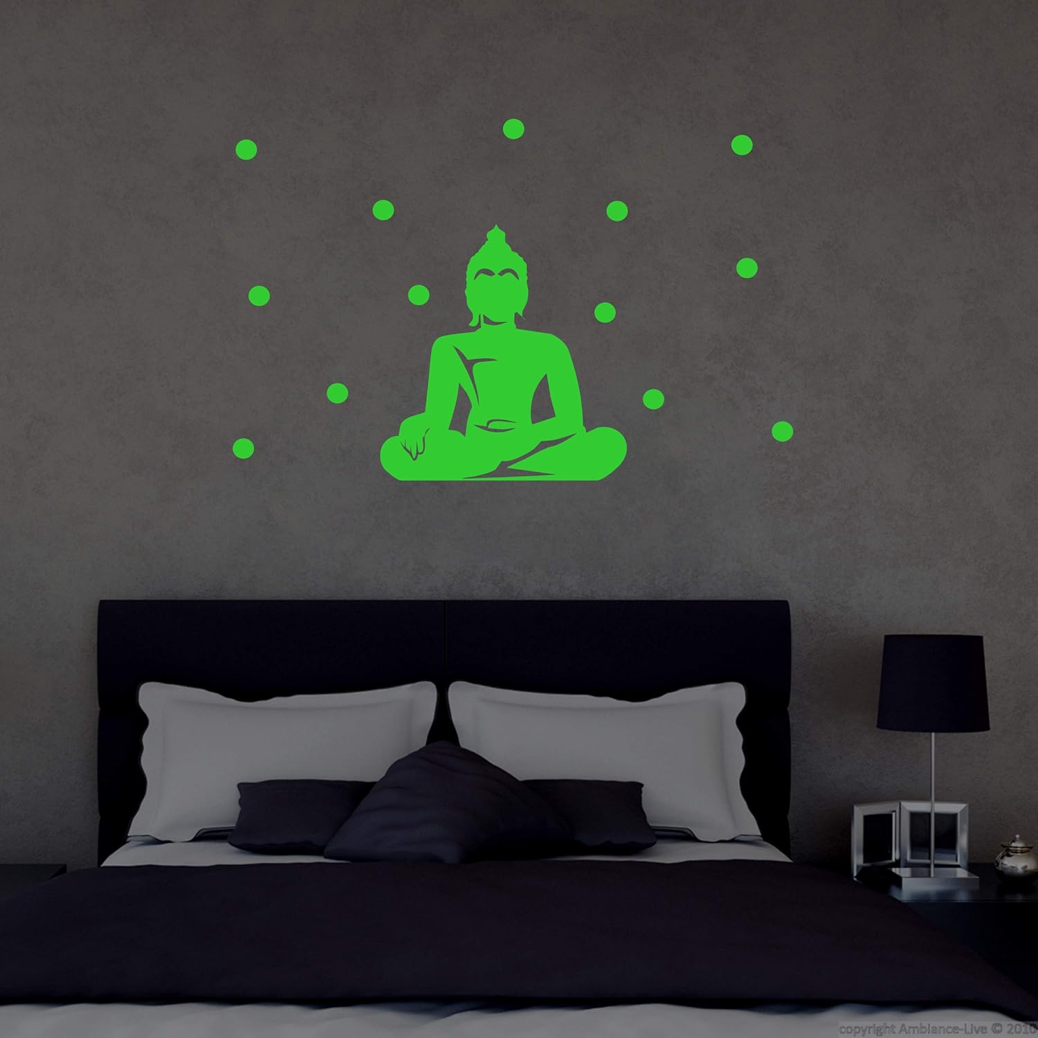 DreamKraft Glow in The Dark Buddha Radium Wall Stickers (Green, 64x41