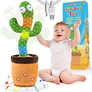 Rechargeable Dancing Talking Cactus Toy for Baby Toddler, Singing Mimicking Recording Repeating with 120 Songs, tummy time toys for Girls Boys, Birthday or Chirstmas Gifts, Stocking Stuffers for Kids