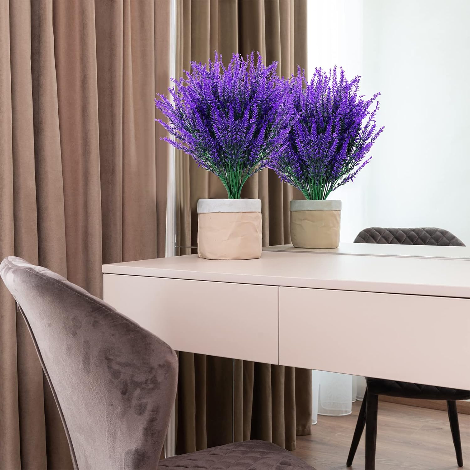 Yunsailing 40 Bundles Artificial Fall Flowers for Outdoors Plastic Lavender Fake Plants Summer UV Resistant Faux Lavender Flowers for Home Garden Wedding Thanksgiving Decor (Purple) - Image 5