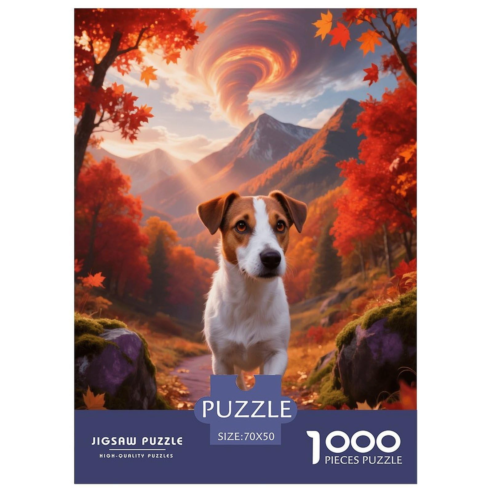 1000 Piece Jack Russell Terrier Jigsaw Puzzle for Adults - Family Fun, Family Happy Game, Autumn Valley Puzzle, Home Decoration Gifts 70x50cm/1000pcs