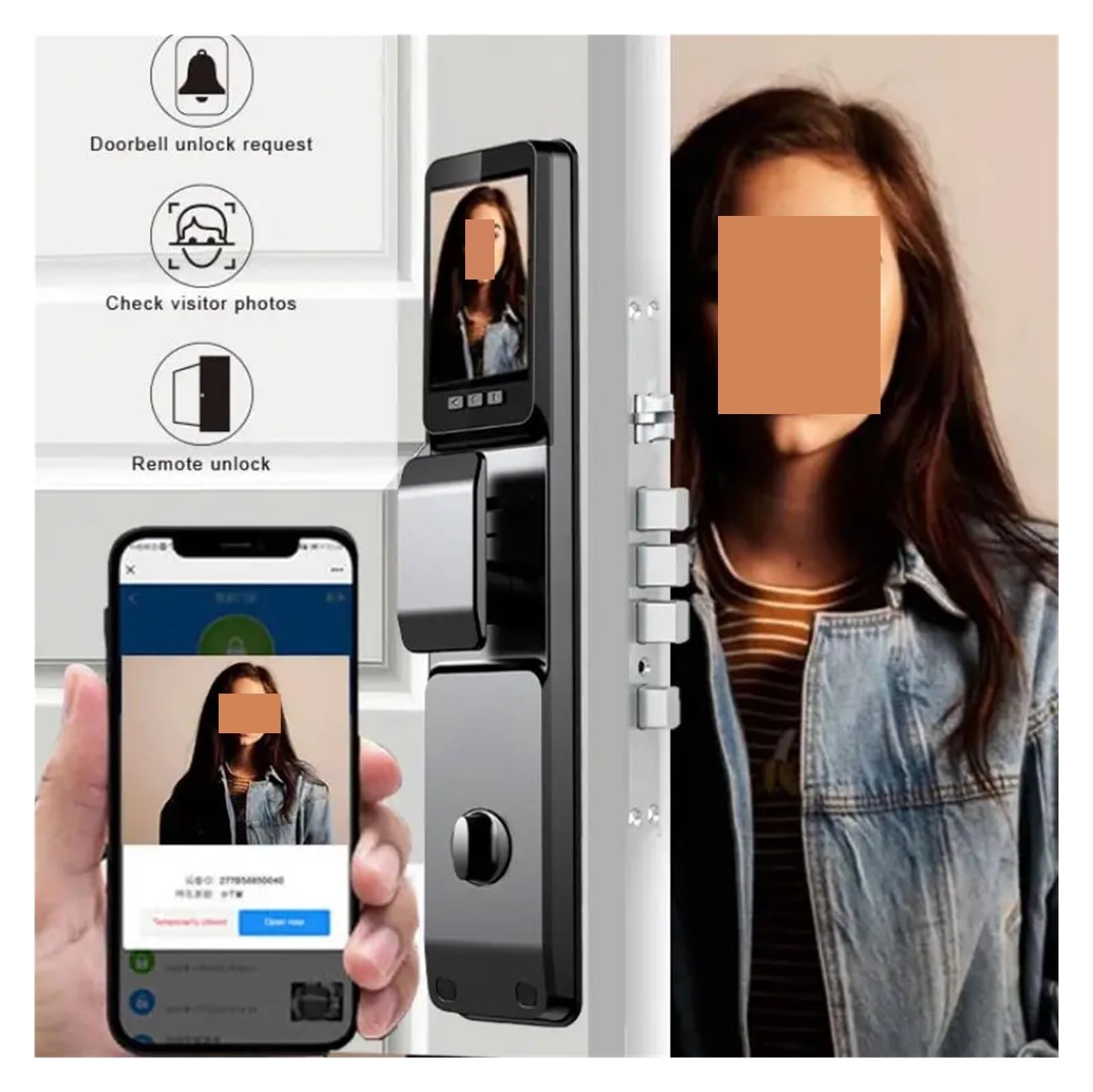 Serrure de porte intelligente avec reconnaissance faciale 3D, empreinte digitale, mot de passe, caméra WiFi, carte RFID, sécurité d'entrée sans clé pour la maison