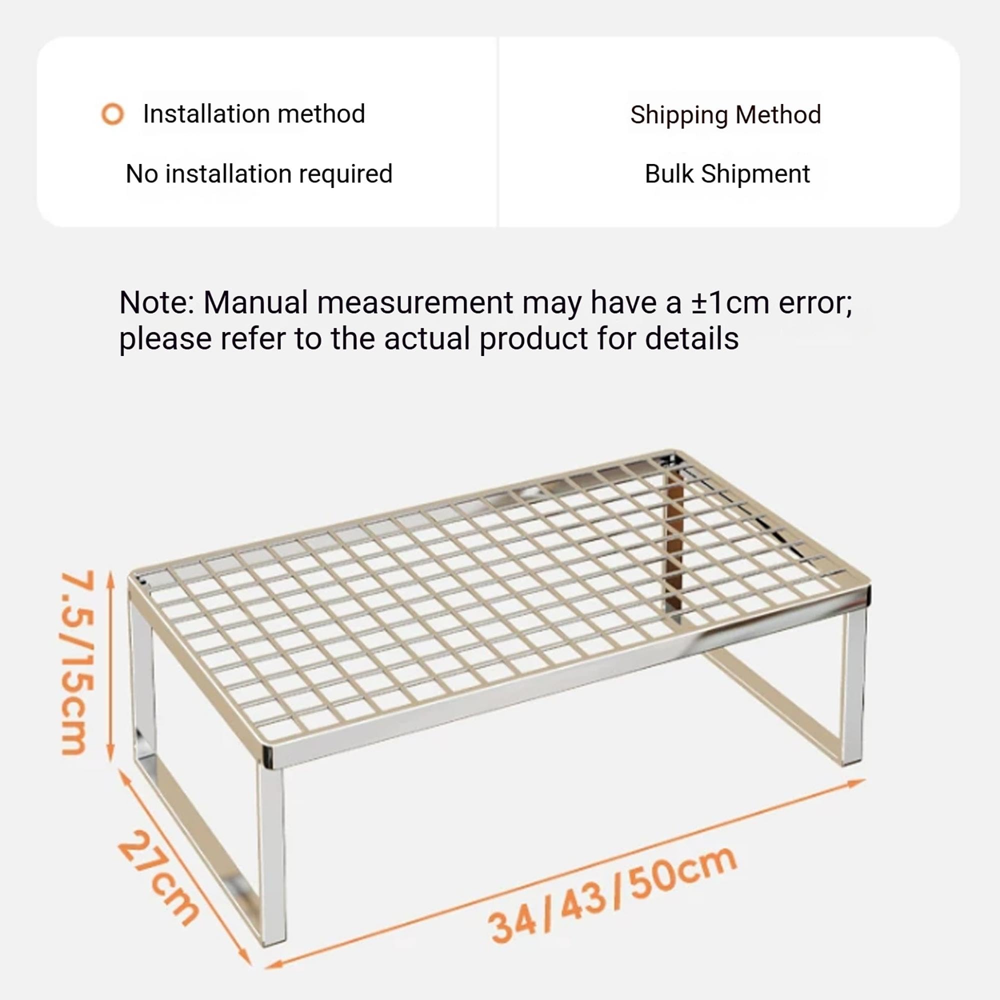 Organizador apilable del estante del refrigerador,del almacenamiento | Rejilla de metal sólido con diseño de ventilación hueca que mantiene los artículos(Silver,34x27x15cm/13.4x10.6x6in)