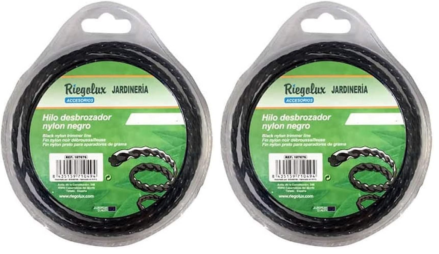 Riegolux 107679 Hilo Desbrozadora Nylon Helicoidal, Negro, 4 mm x 15 m (Paquete de 2)