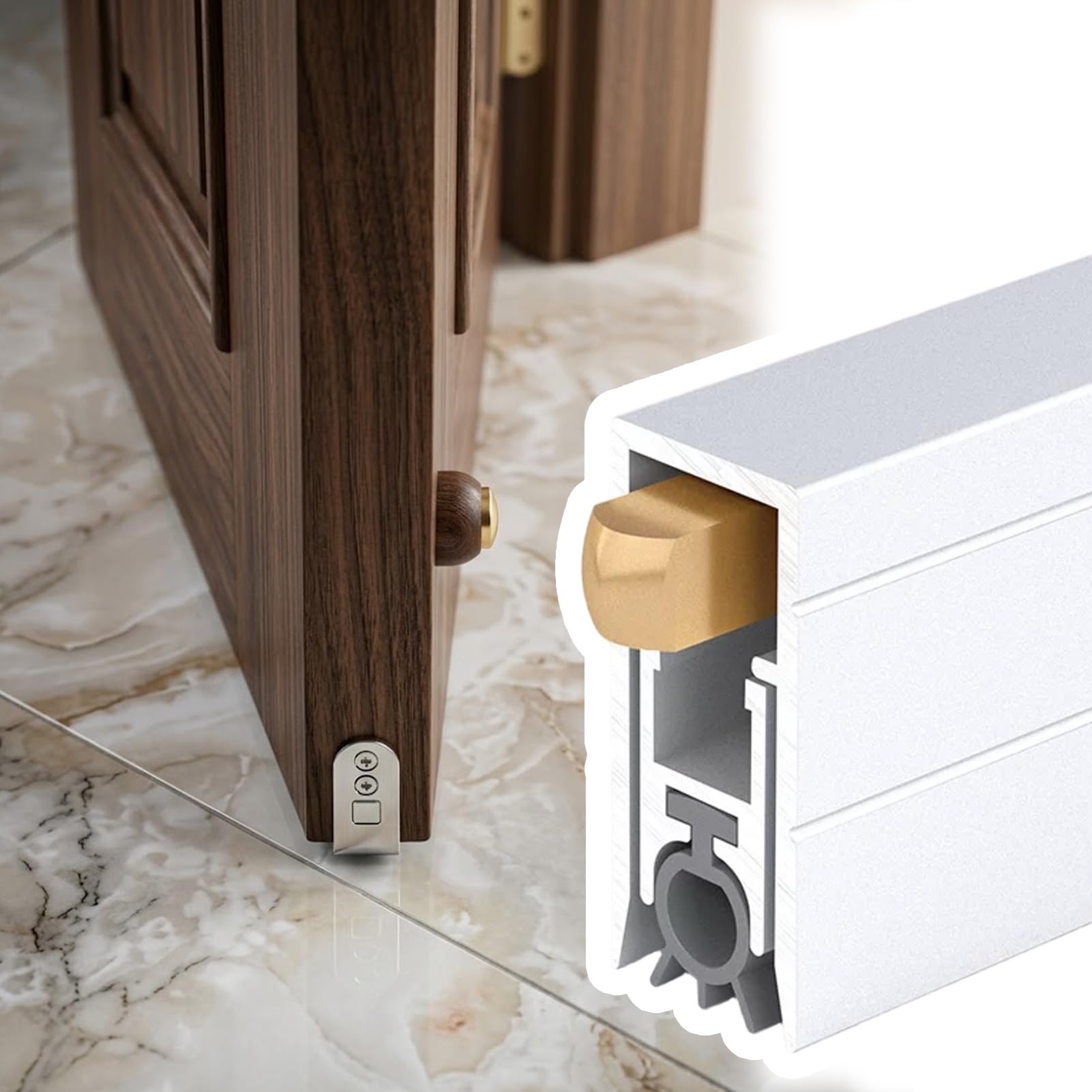 Burlete bajo puerta automático de 127 cm para eliminar corrientes de aire en accesos (3 uds)