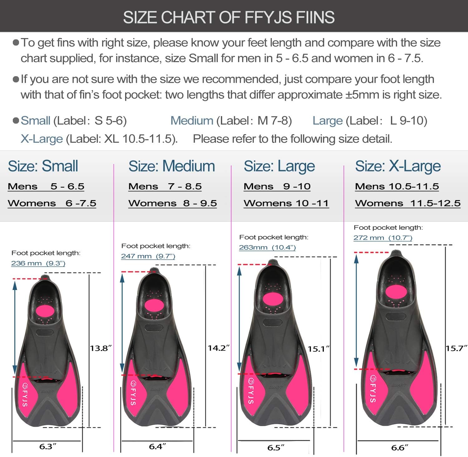 F FYJS Short Swim Fins, Travel Size Diving Flippers with Mesh Carrying Bag for Adult Men Women : Sports & Outdoors