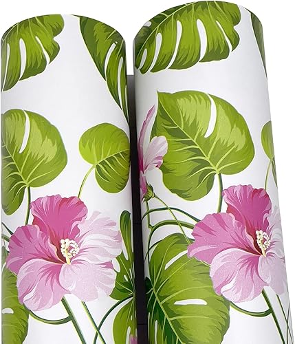 Miniatura 7 de SimpleLife4U Hawaii Flower Style Muebles Papel Autoadhesivo Estante Liner Maquillaje Joyería Gabinete Decoración 17.7 pulgadas Por 9.8 pies