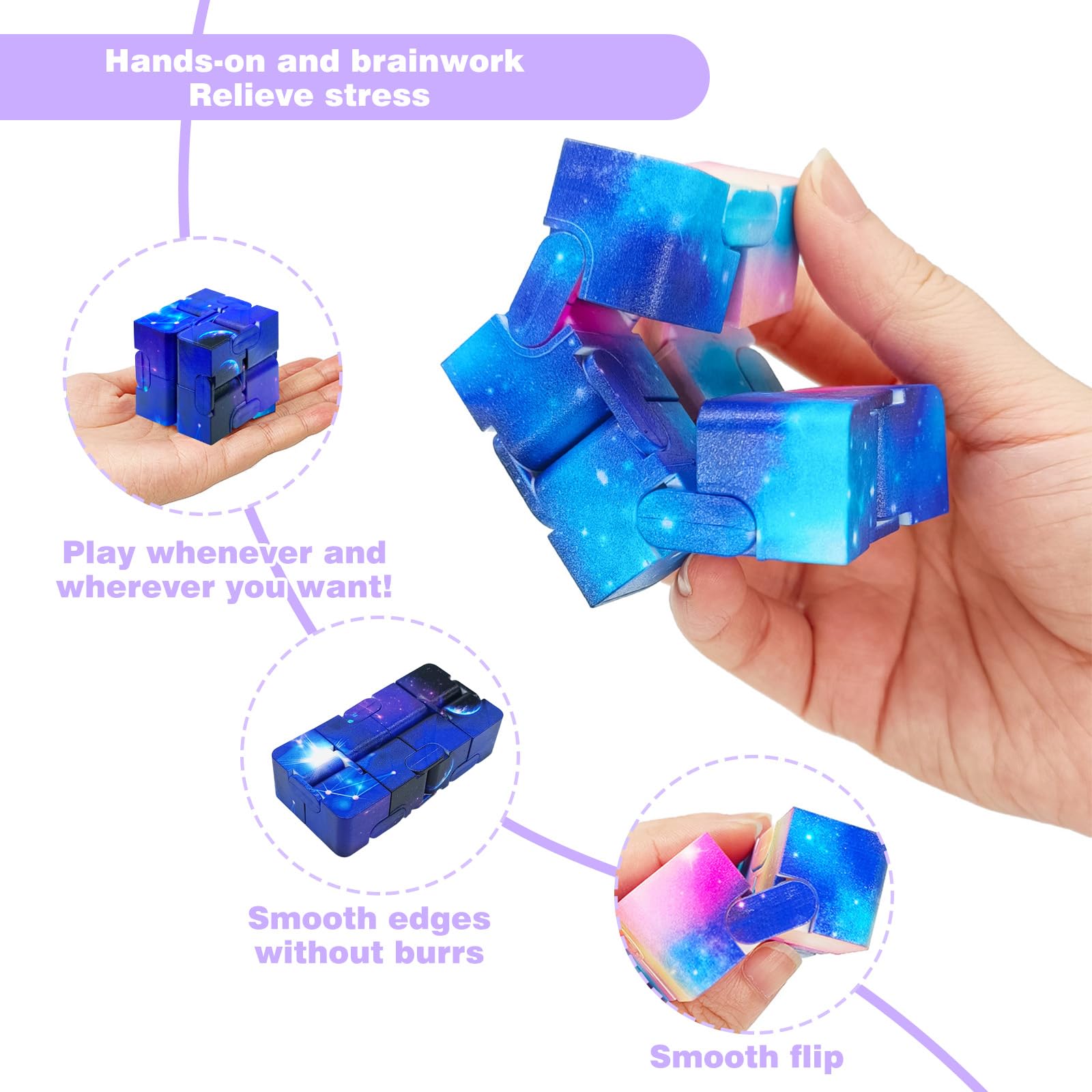 4PCS Fidget Cube,infinity Cube,fidget Cubes for Kids with 6 Different Functions - Image 3