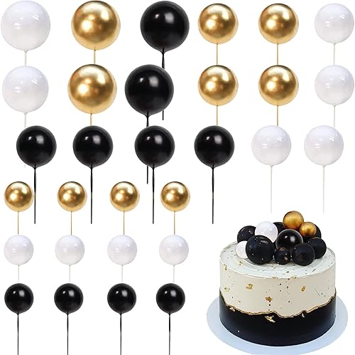 Rsstarxi 30 bolas de espuma para tartas, bolas de espuma, perlas de imitación, forma de bola, para cupcakes, decoración para baby shower, boda,
