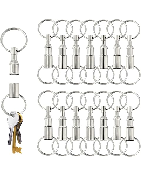 OWMOSYX 14 PCS Quick Release Detachable Keychain Dual Pull Apart Key Rings Double Spring Split Snap Lock Holder Convenient Accessory
