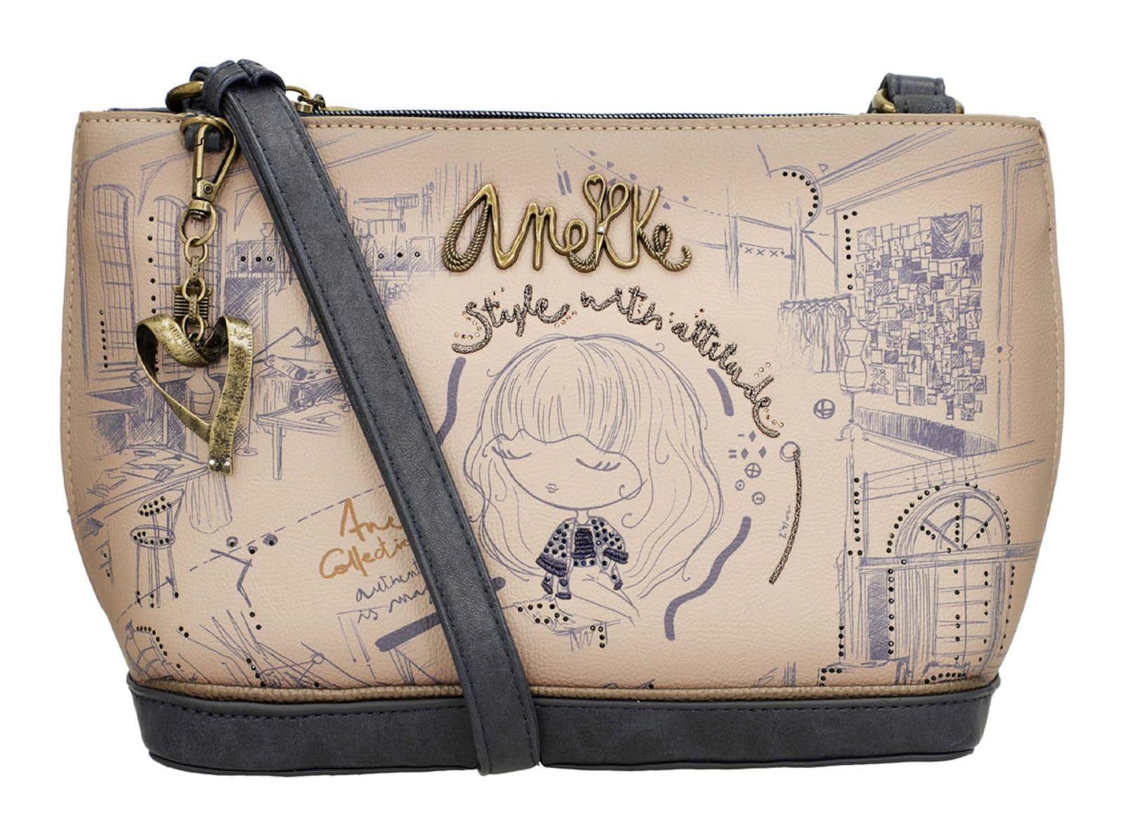 Anekke - Sac à bandoulière FEMME anthracite et beige