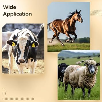 100PCS Cattle Ear Tags, Plastic Livestock Ear Tag for Sheep Cattle Calf Hog,001-100 Number Laser Printed, Easy Use with Round Livestock Identification Tools