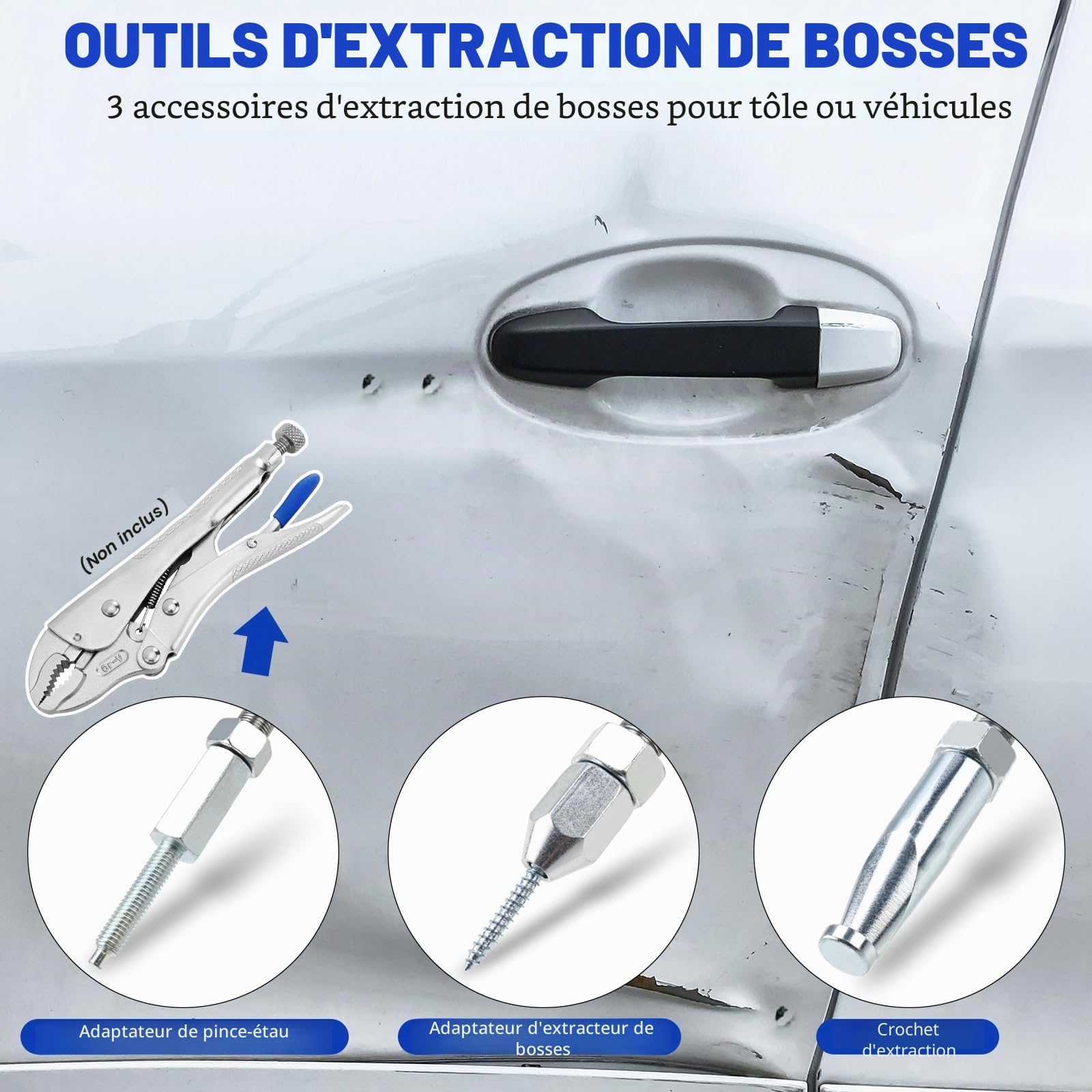 FreeTec 9-en-1 Extracteurs à Marteau à Inertie, Extracteur de Moyeu de Roue Avant et Arrière, 2/3 Mors Arrache Roulement à Inertie Interne et Externe, Arrache Bosse Carrosserie pour Réparation Auto