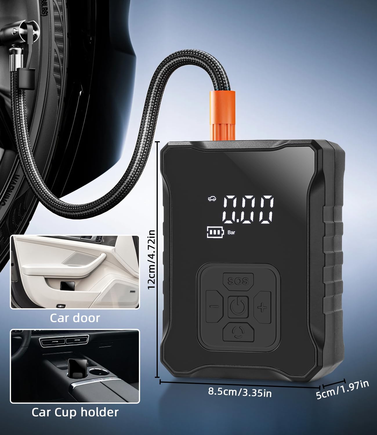 POMPA ARIA ELETTRICA Auto Compressore Aria Digitale Portatile 150PSI