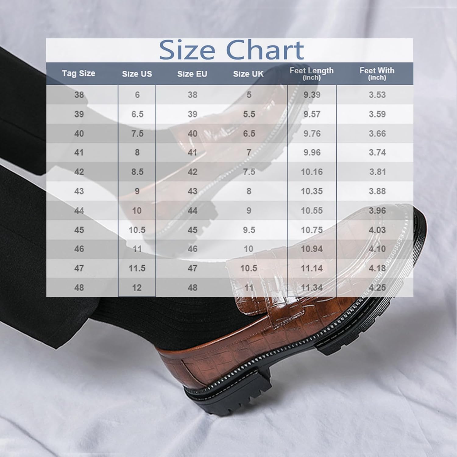 Men's Leather Platform Dress Loafers Classic Crocodile Printed Slip On Casual Comfortable Business Formal Shoes for Party Wedding Prom