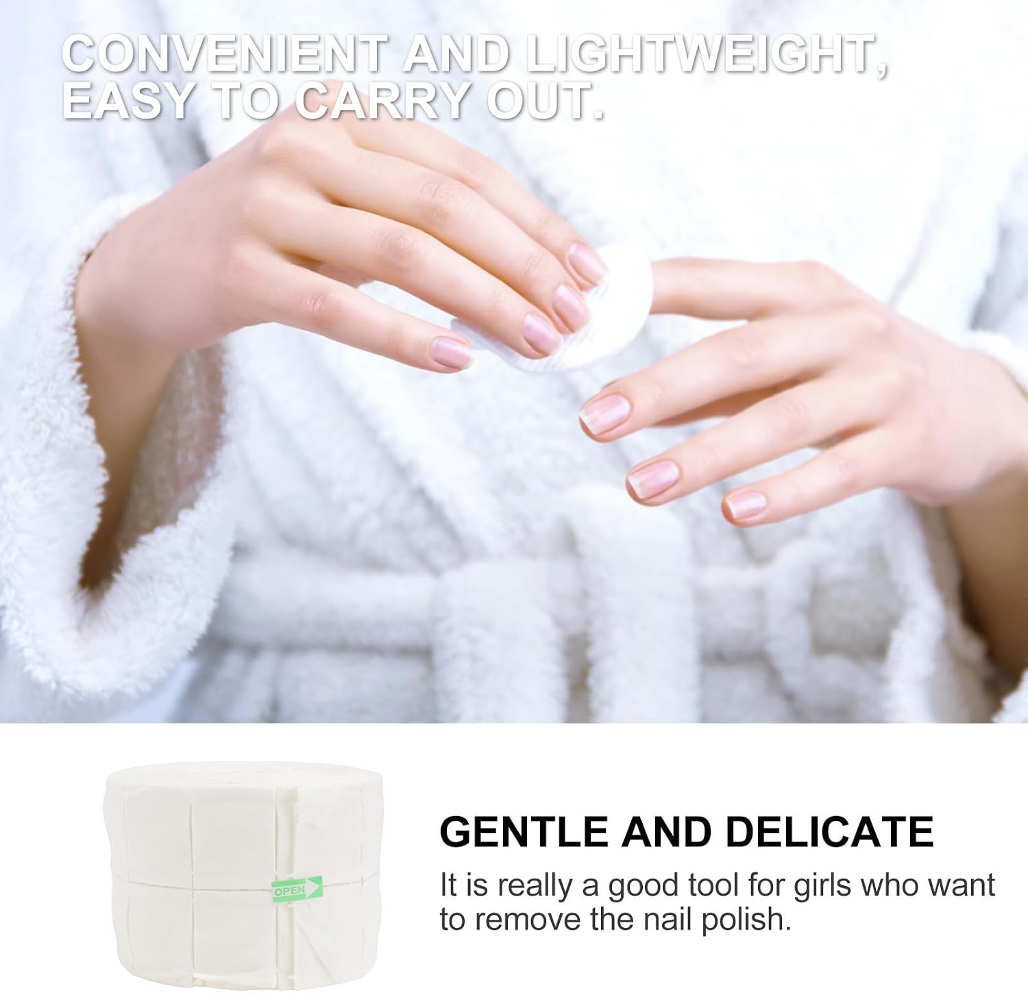 KALLORY Disposable for Efficient Cotton Remover for Nail Pads Home Polish and Use Soft White Cotton Nail Wipes Gel Polish Removal Suitable Salon