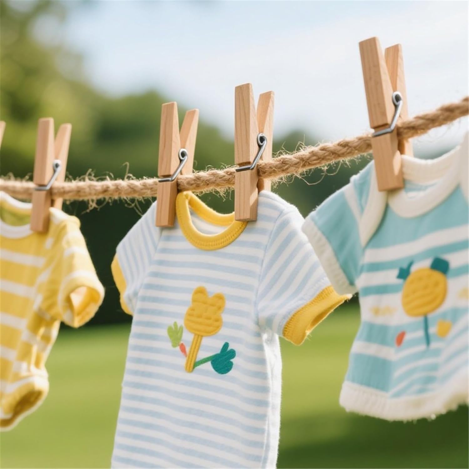 30 PCS Clothes Pins, 2.9 Inch Wooden Clothespins, Heavy Duty Clothes Line Clips for Drying Laundry, Rust Resistant Clothes Clip for Hanging Pictures