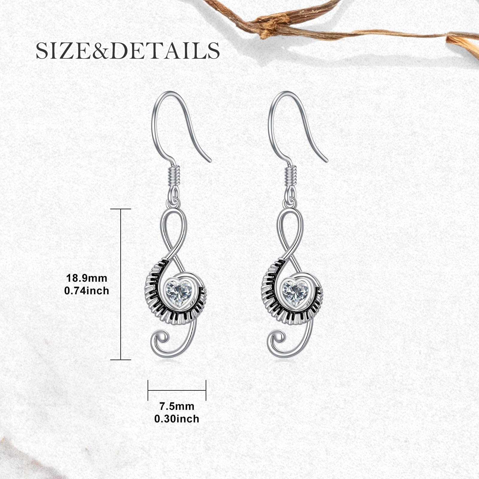 PROESS Orecchini a forma di pianoforte, in argento Sterling 925, con musica e pianoforte, idea regalo per le donne