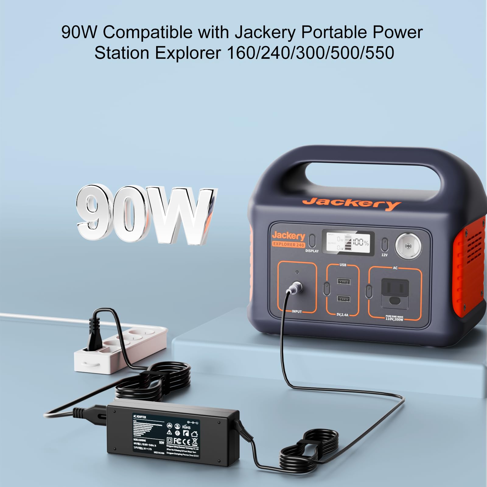 KFD Caricatore Per Auto Alimentatore Per Jackery Explorer 160 240 300 500 240Wh 67Wh 292Wh Generatore Solare Portatile HLS-290 Peak 150 W 400W 32120000 56101600 DC20V 3.25A 65W Caricabatterie Per Auto - Foto 5