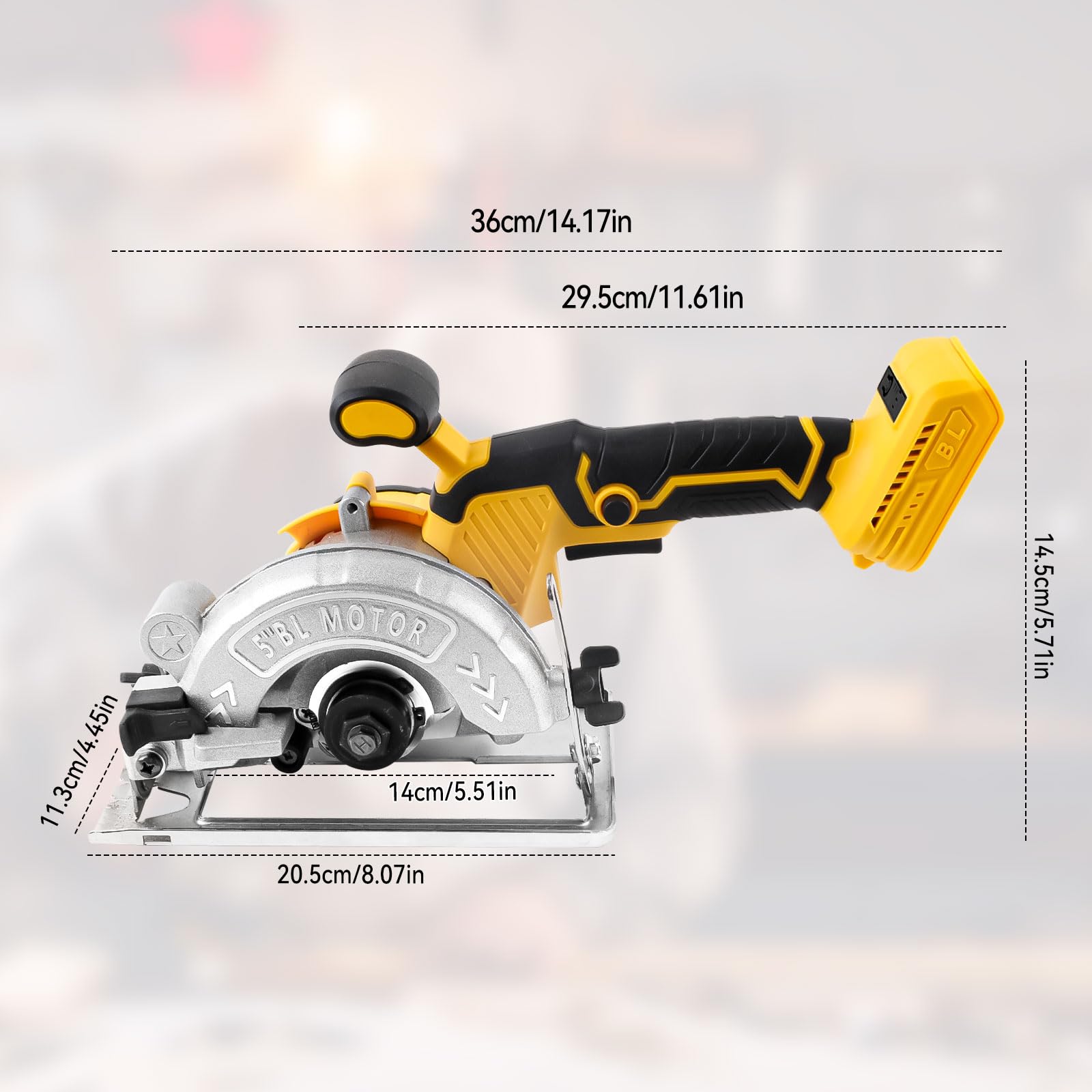Scie Circulaire Sans Fil pour Dewalt Batterie 18/20V, 6200 tr/min Scies Circulaires électriques 12.5CM Sans Balais avec 3 Lames de Scie, Angle Coupe 0-45° pour Bois Plastique Tuile (Sans Batterie)