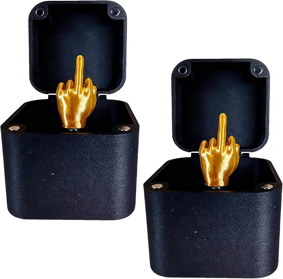Presentes de dedo médio, dedo médio em uma caixa, caixa engraçada e criativa, design pop-up, aniversário surpresa, adequado para homens e mulheres (2 peças)