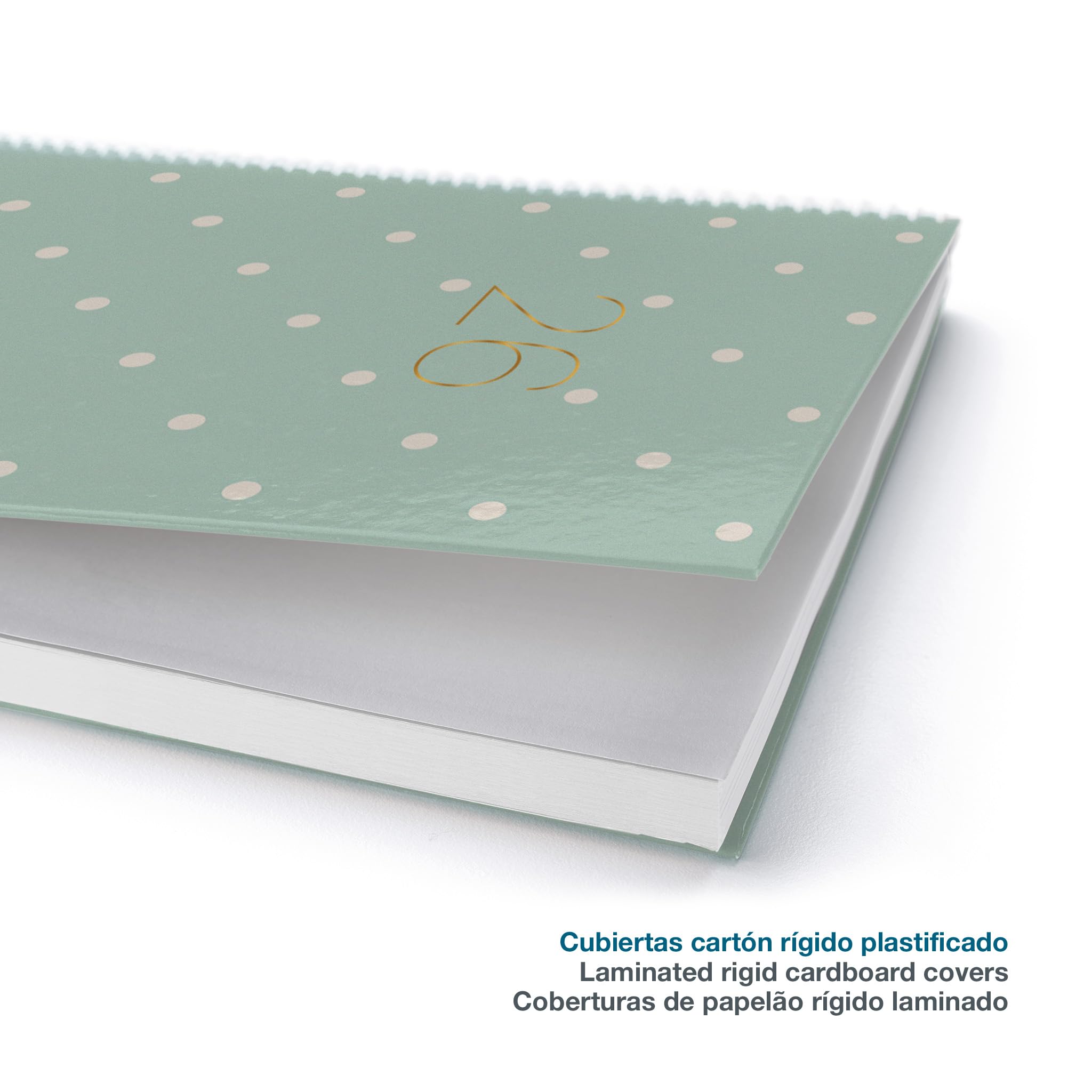 Miquelrius - Agenda diaria 2026, similar a A5 (155 x 213 mm), agenda diaria, cubierta de cartón rígida, encuadernación en espiral, cierre elástico, papel 80 g/m², ES-EN-PT, anémona