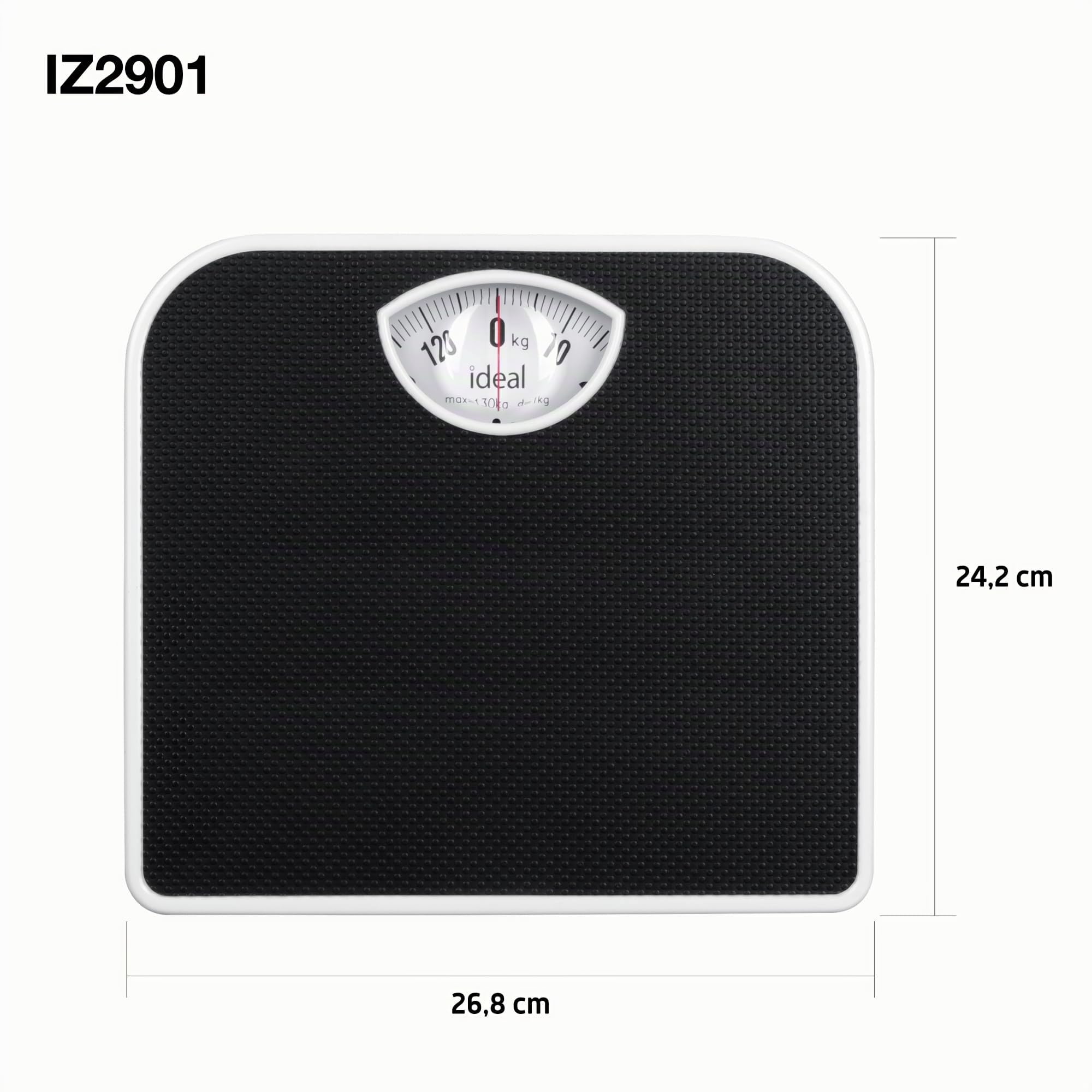 Báscula mecánica tradicional analógica para 130 kg IZ9201, fácil calibración, carcasa de metal estable, fácil de leer, color negro