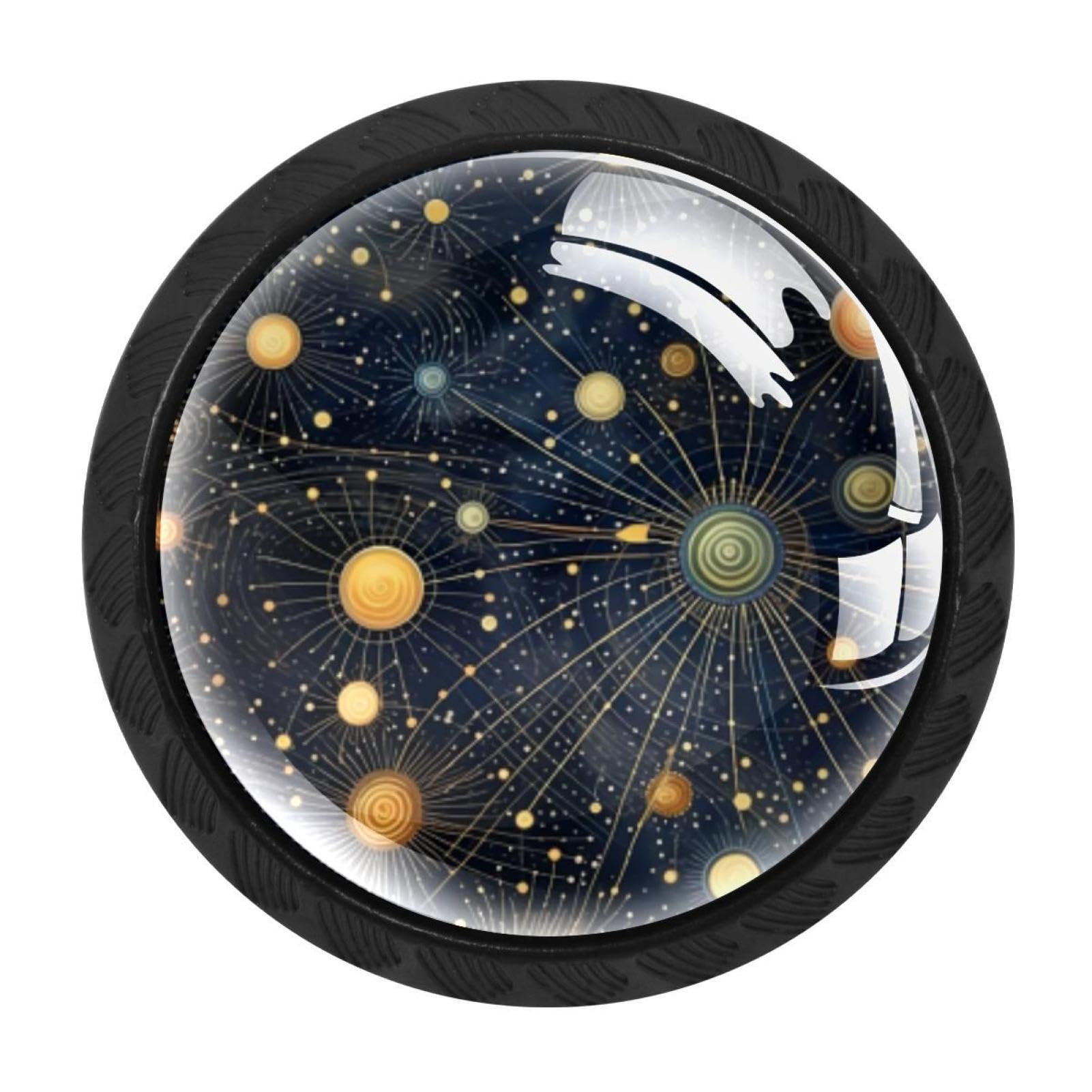 Chenzzzz Multicolored 08 4Pcs Planet Star Dresser Knob Round Glass Drawer Knobs Pulls Cabinet Handle For Home Kitchen Office Bathroom Wardrobe Cupboard