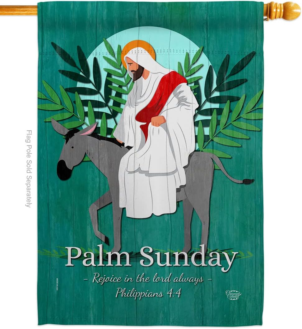 Rejoice Palm Sunday House Flag Religious Faith Hope Grace Peace Dove Christian Religion Easter Decoration Banner Small Garden Yard Gift Double-Sided, Made in USA