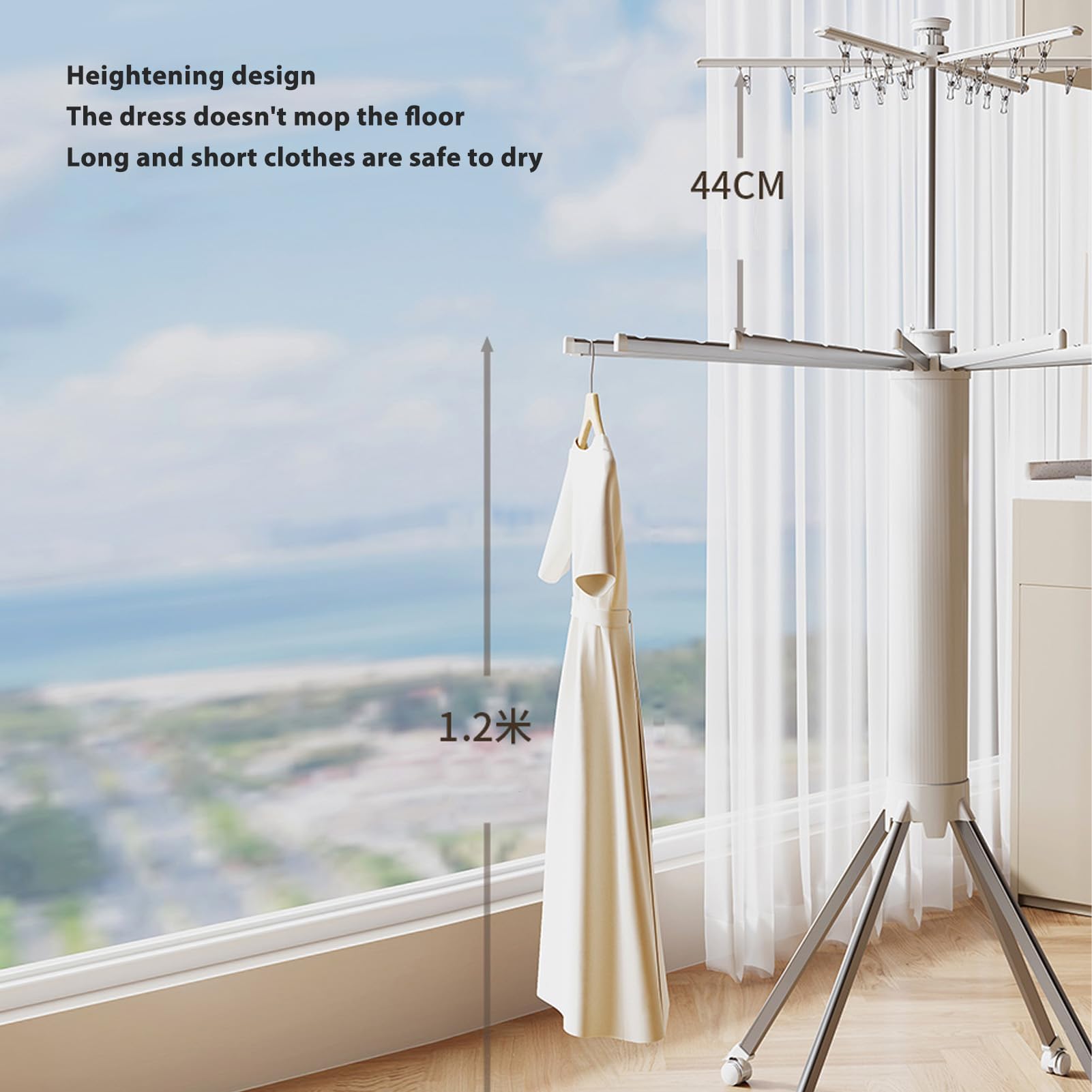 Stendibiancheria Con Ruote 176x60x104 Cm - Metallo Robusto, Richiudibile, Antiscivolo