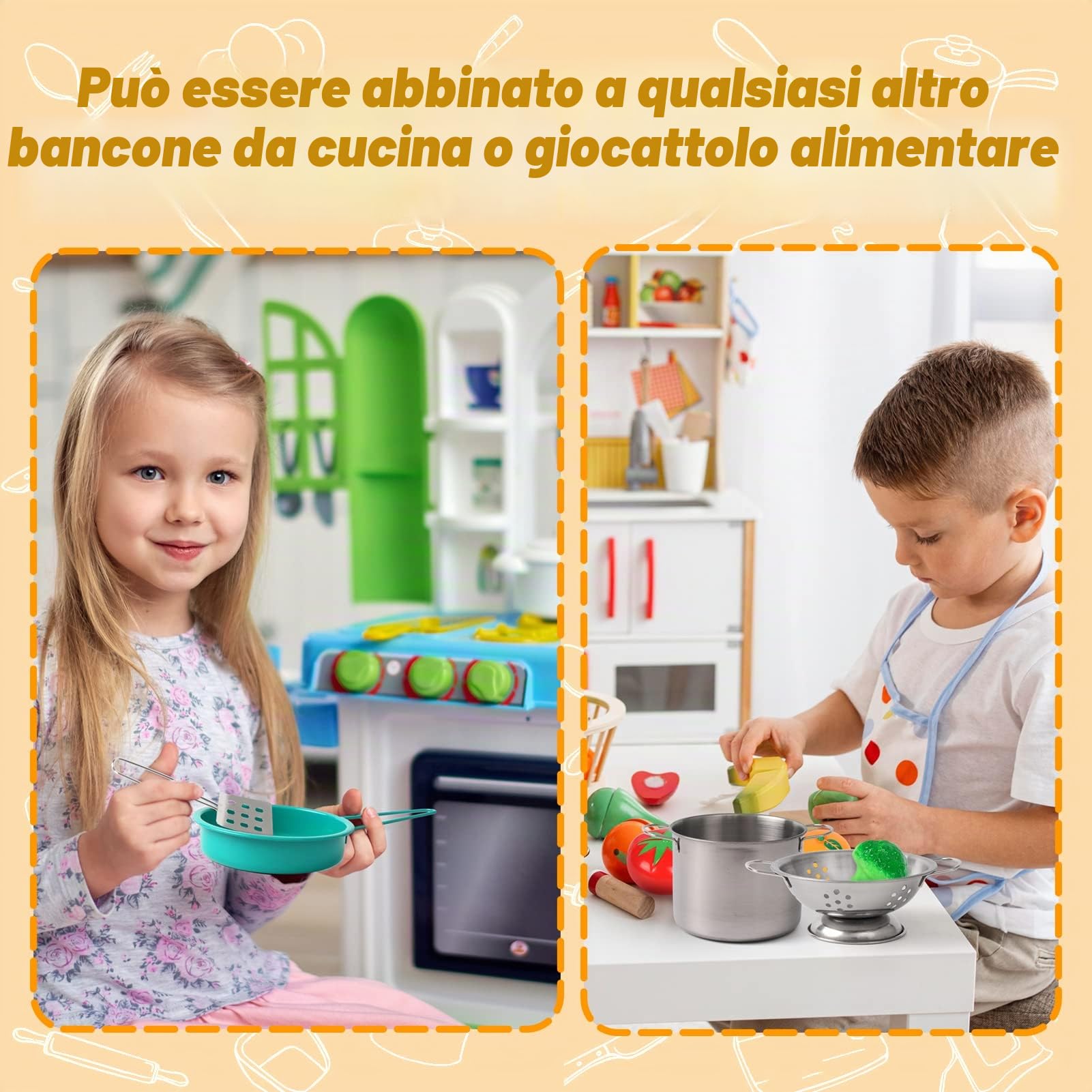 Set Pentole Giocattolo e Cucina Accessori per Bambini, Pentoline Giocattoli e Utensili Cucina per Bambina Pentolini Gioco Bambino 3 4 5 6 7 8 anni (Verde)