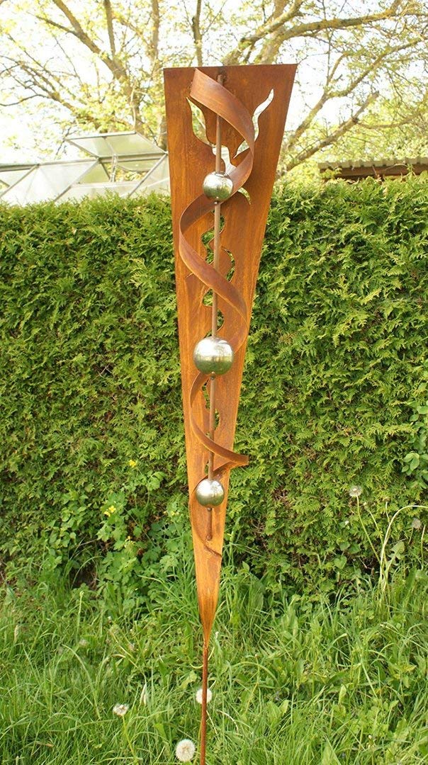 Gartendeko Rost Stab Andrea mit 3 Edelstahlkugeln Geschenkidee