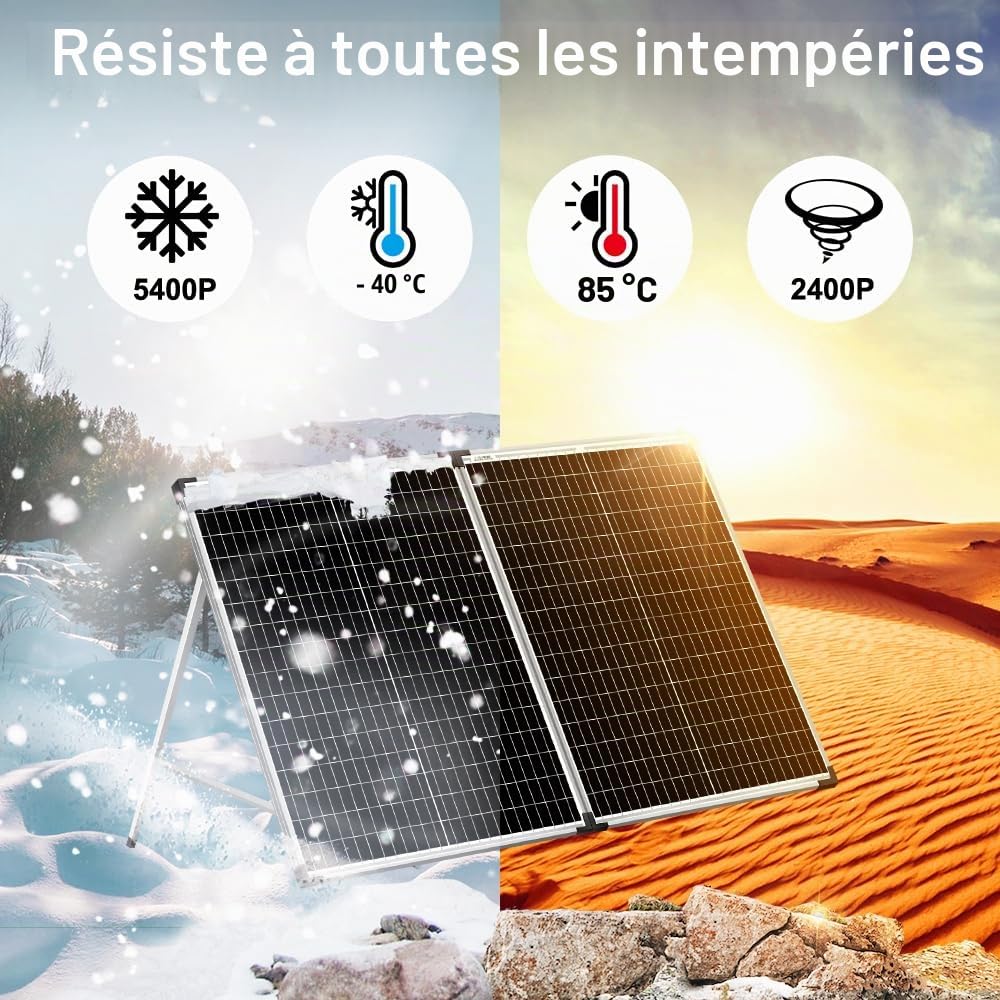 DOKIO Panneau solaire monocristallin pliable 100 W (50 x 2) 12 V