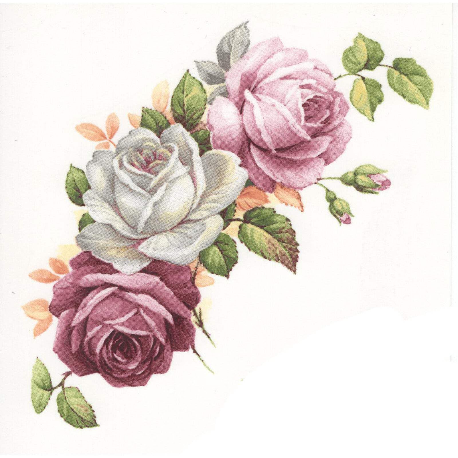 Pink White Rose Flower Spray Waterslide Ceramic Decals 2 Inch (10 Decals)