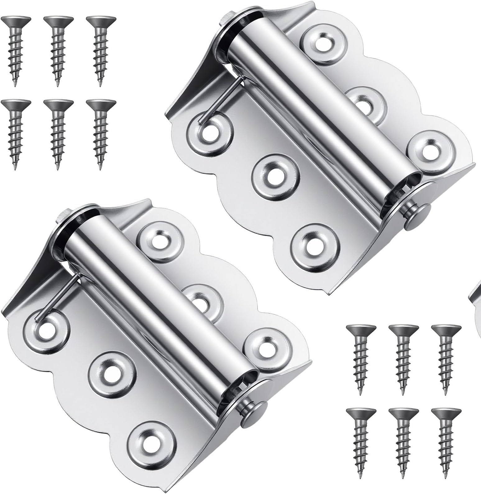 Molain 2 Pcs Stainless Steel Screen Door Hinges, Self Closing Spring Loaded Hinges 2.4 x 3 Inch for Screen Door Interior Exterior and Cabinet