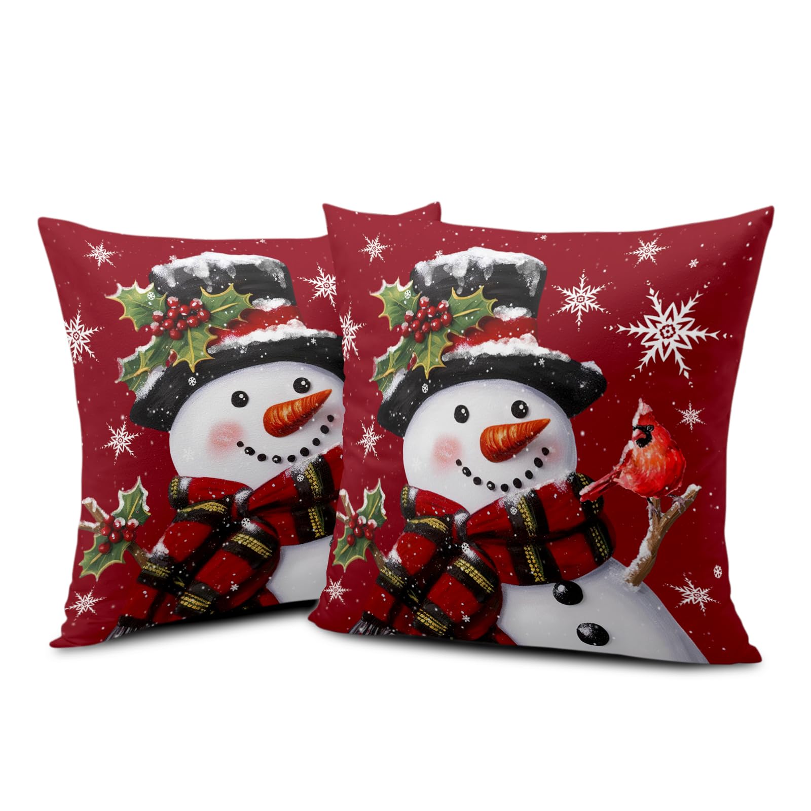 Amazon.com: Christmas Snowman Throw Pillow Cover Winter Snow Pillow ...