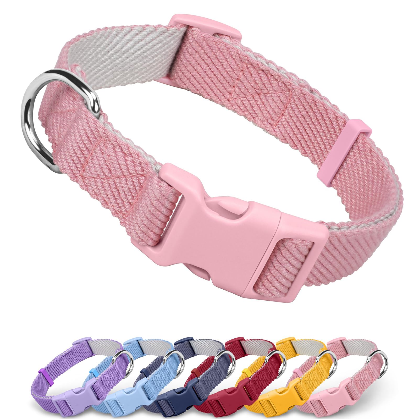 Dynmeow Soft and Breathable Cotton Dog Collar, Durable Adjustable Female Girl Pet Collar with Quick-Release Buckle, Lightweight for Sensitive Skin for