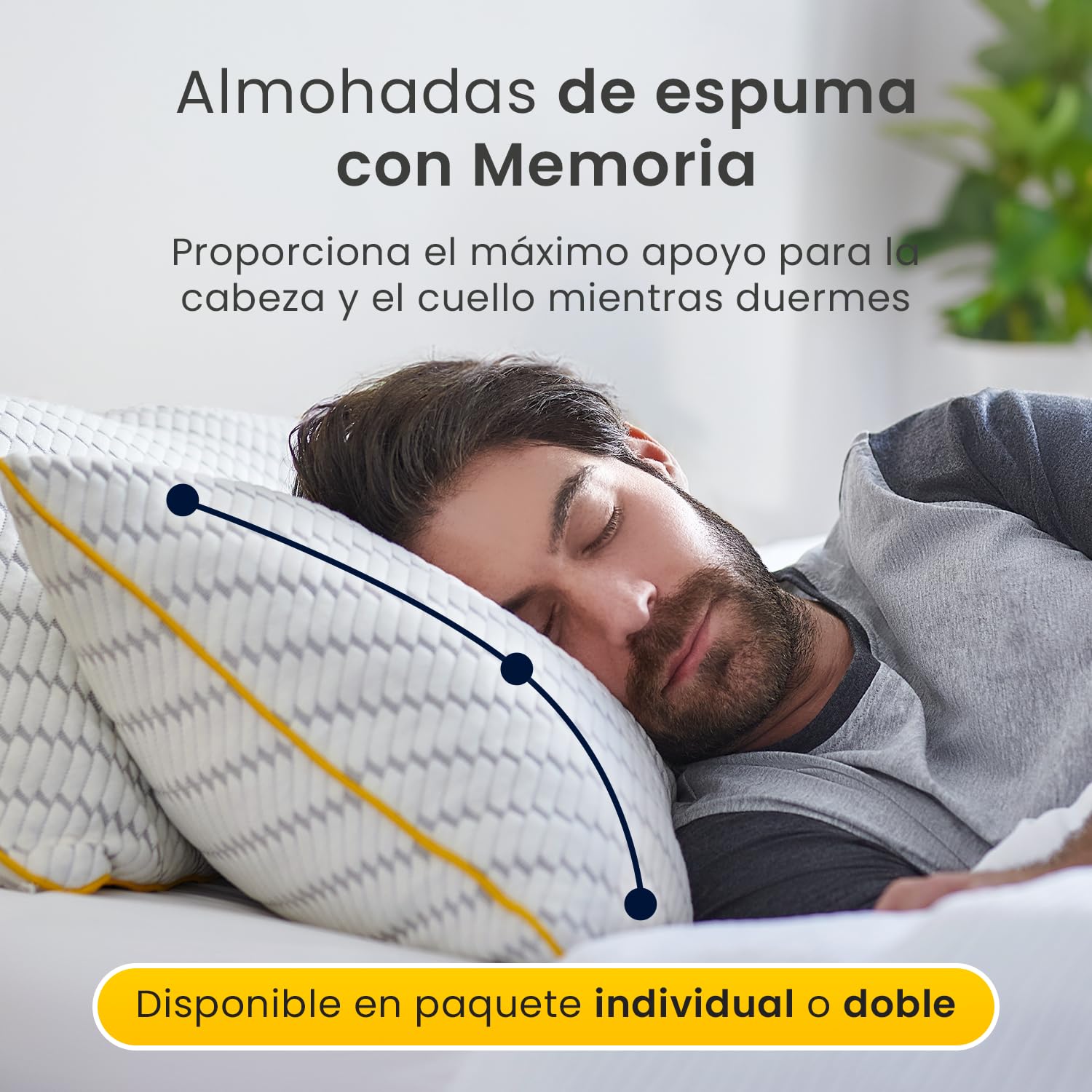 Cosi Home Almohada Viscoelástica Premium 71 x 45 cm Firmeza Ajustable, Transpirable con Funda de Bambú Extraíble y Lavable, Alivia tensión de Cuello y Cervical - Pack de 2